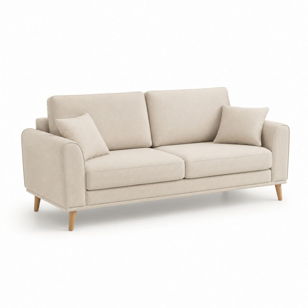 Canapé droit 3 places beige en polyester 200 x 90 x 85 cm