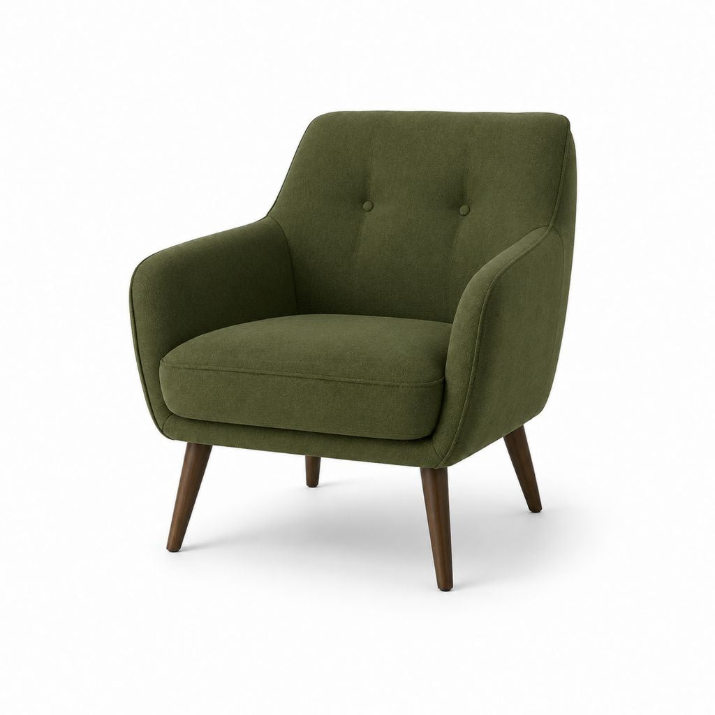 Fauteuil de salon vert olive en polyester forme enveloppante 75 x 80 x 84 cm