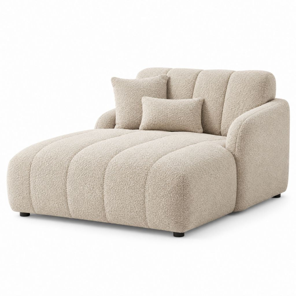 Canapé 2 places beige en polyester bouclette avec coussins 170 x 110 x 82 cm