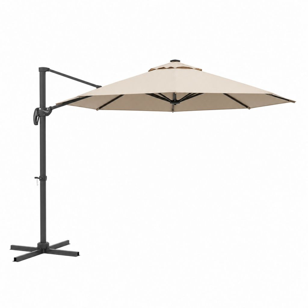 Parasol déporté carré beige en acier et polyester 300 x 300 cm