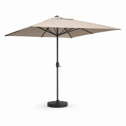 Parasol de jardin carré beige en polyester avec pied rond 300 x 300 cm hauteur 250 cm