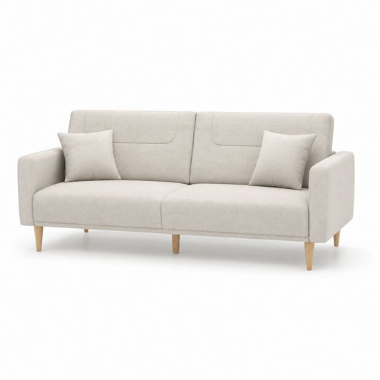 Canapé droit 3 places beige en polyester 210 x 85 x 90 cm