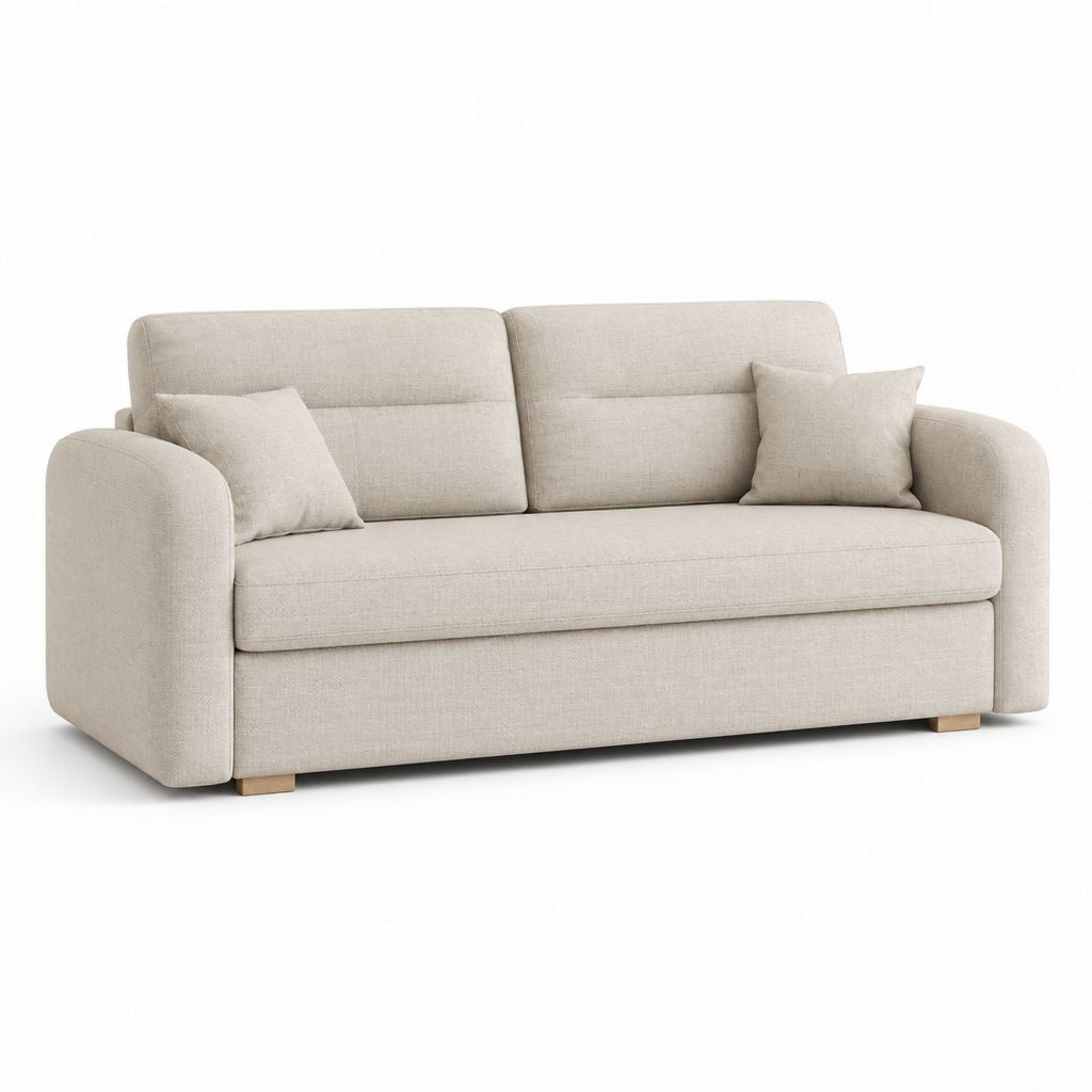 Canapé droit 2 places beige en polyester 190 x 90 x 85 cm