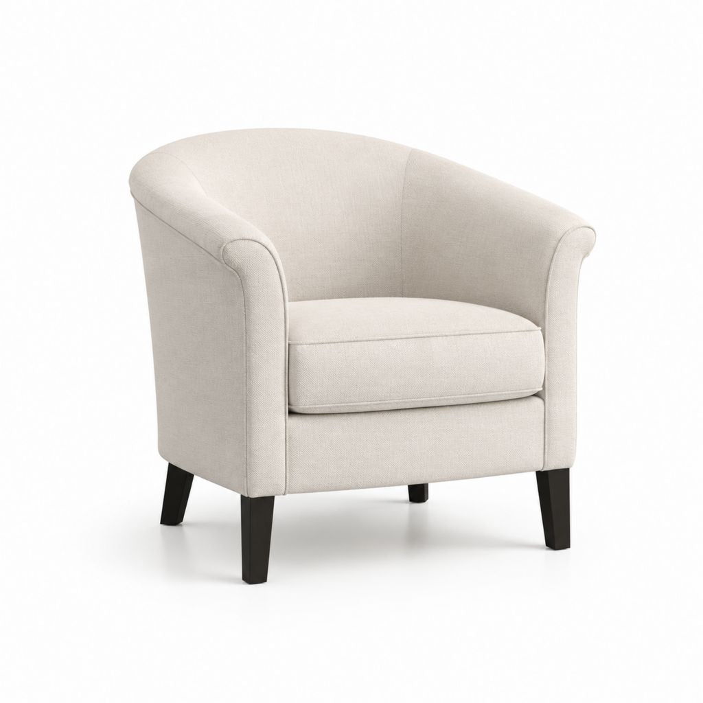 Fauteuil club écru en polyester avec pieds en bois massif 76 x 74 x 78 cm