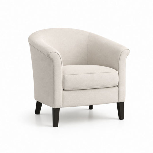 Fauteuil club écru en polyester avec pieds en bois massif 76 x 74 x 78 cm