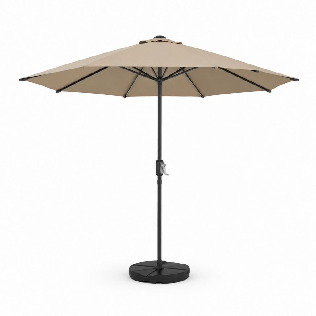 Parasol de jardin rond beige en polyester avec mât en acier 300 cm