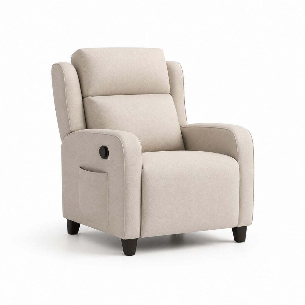 Fauteuil relax inclinable manuel beige en polyester 90 x 95 x 103 cm