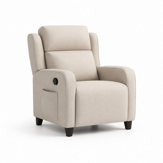 Fauteuil relax inclinable manuel beige en polyester 90 x 95 x 103 cm